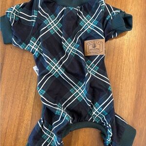 Dog Plaid One Piece - Blue and Green